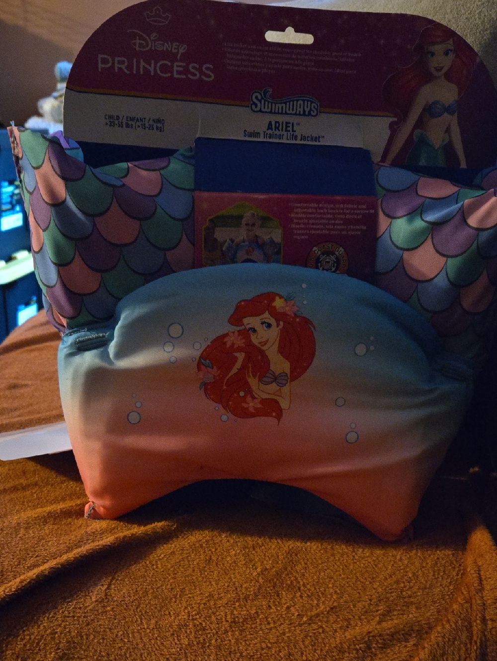 Disney Princess Ariel Swim Trainer Life Jacket - Ombre Pink/Blue